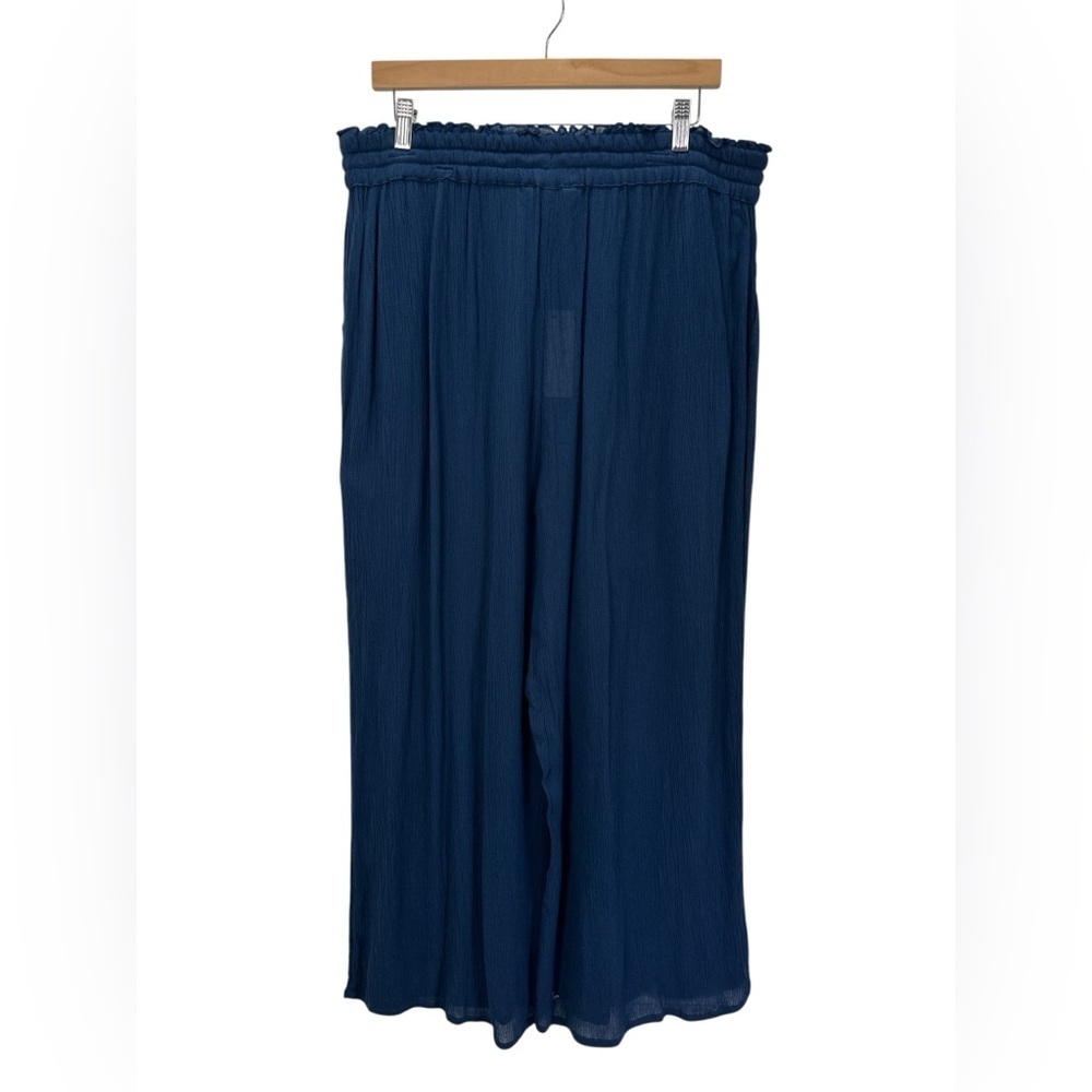 NWT Whistles Imogen Fluid Cropped Trouser Pants Navy Flowy Breezy Elastic Waist - Picture 4 of 12